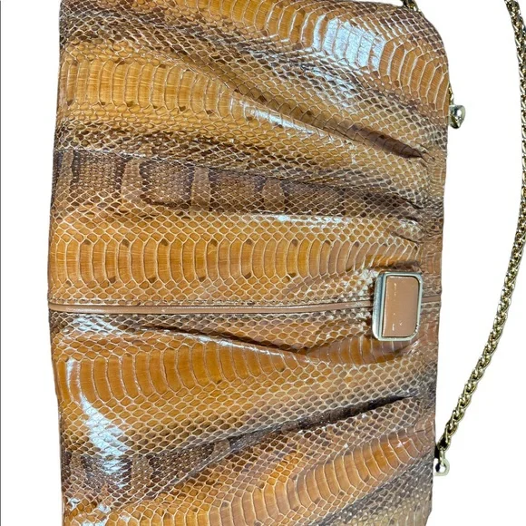 Vintage 1960s Snow White Snake skin leather clutch shoulder bag purse boho - Picture 5 of 16